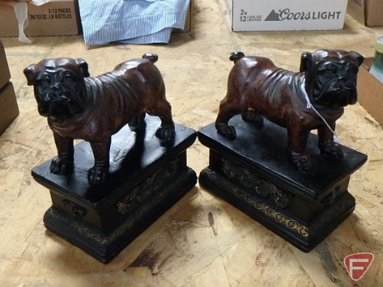 (2) Bull dog resin figurines. Both