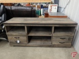 Rustic-look wood entertainment/storage cabinet, 2 drawers, 27inHx64inWx20inD