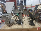 Vintage table top fans, R&M 16in, Westinghouse 10in, and one unknown maker 10in.