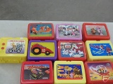 Plastic lunch boxes, Days of Thunder, Alf, The Jetsons, 101 Dalmatians, Mickey Mouse,