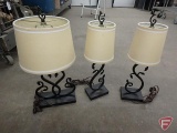 Wall mirror, (4) table lamps, bear cookie jar, kitchen utensils, wood planter, wood tray,