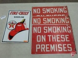 Metal signs, (3) No Smoking On These Premises and (1) Texaco Fire Chief gasoline. 4 pieces