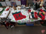 Christmas/Holiday items, village pieces and accessories, stockings, fingertip and hand towels,