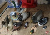 Duck and loon figurines, ceramic, wood, and resin, 11 pieces