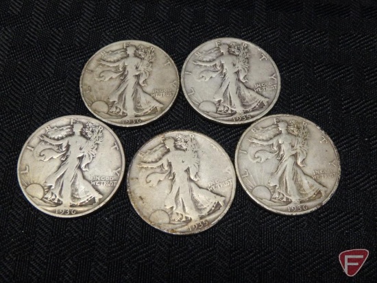 Walking Liberty half dollars, 1935D, good to VG, 1935S, VG or better, 1936, VG or better,