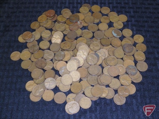 1940s mixed mints circulated wheat pennies, approx 215.