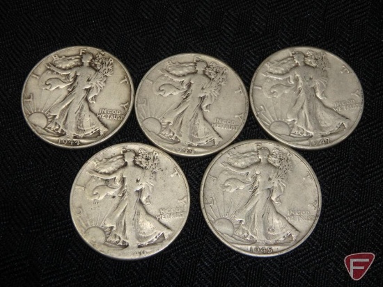 (5) Walking Liberty half dollars, good or better