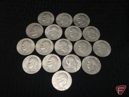 (17) misc date Eisenhower dollars, circulated, non-silver