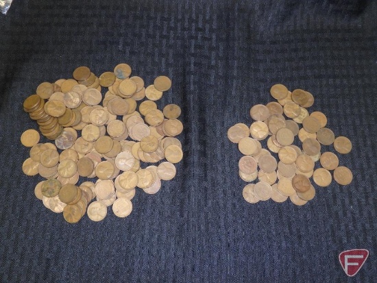 1930s circulated wheat pennies, approx 145, and
