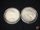 1922 and 1923 Peace silver dollar, XF AU, Both