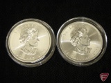 (2) Canadian maple leafs, .9999 silver, one troy ounce each