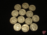 (13) misc date Franklin half dollars, circulated,
