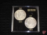 Morgan Liberty Head silver dollar set, New Orleans Mint Dollars, First 1879 and Last 1904 in case