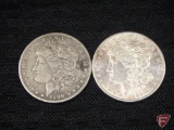 (2) Morgan Liberty Head silver dollars, 1890 and 1889, 2 coins