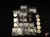 (10) Eisenhower dollars, 1963 Franklin half dollar in case, 1941 Walking Liberty half dollar in