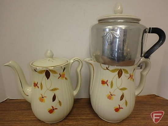 Hall's Superior Quality Dinnerware, Autumn Leaf pattern, tea and coffee pot