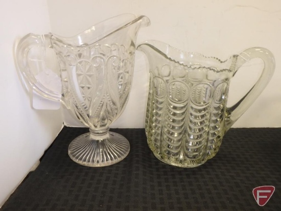 Vintage glass pitchers, both