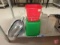 58 oz. and 85 oz. metal scoops, (3) Carlisle #2 poly scoops, sanitizer and washing pails,