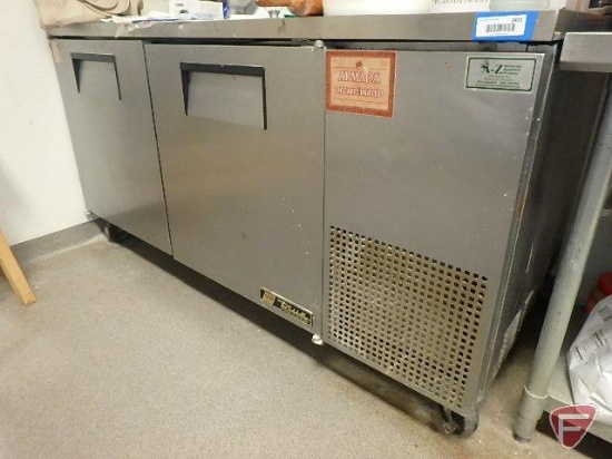 True Freezer TWT-67F 2 door deep worktop freezer with backsplash on casters