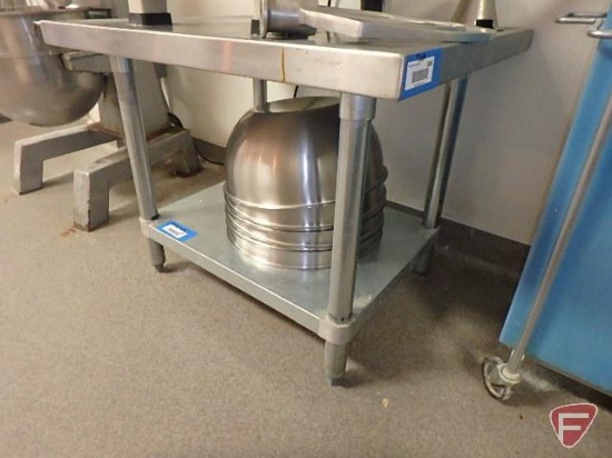 Stainless steel NSF table with undershelf and adjustable legs, approx. 3'X2.5'X2.5'
