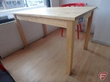 Wood butcher block style dining room table