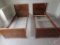 Matching wood single beds (2); approx. 80inLx40inW
