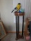 Pedestal stand, approx. 38inH; with yellow metal bird, aqua porcelain bird, glass blue bird