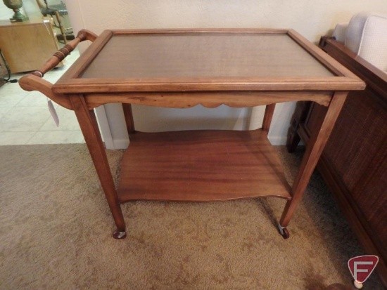 Tea cart, approx. 26in high x 29in including handle x 18in deep