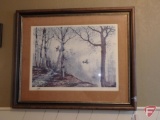 Matted and framed picture, Autumn Ruffs, by David Hagerbaumer, approx. 32inx39in