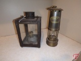 E. Thomas and Williams Aberdere brass kerosene lamp and other small lamp