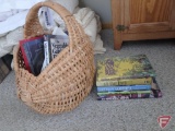 Basket with books, gardening, Country Ways, herbs, Journey Into China and others