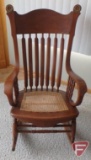 Vintage rocking chair; seat has been replaced with caning