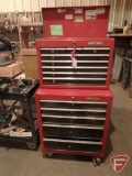Craftsman 8 drawer tool chest and 5 drawer roller cabinet with assorted hand tools