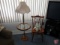 Table lamp, wood chair and floor/end table lamp