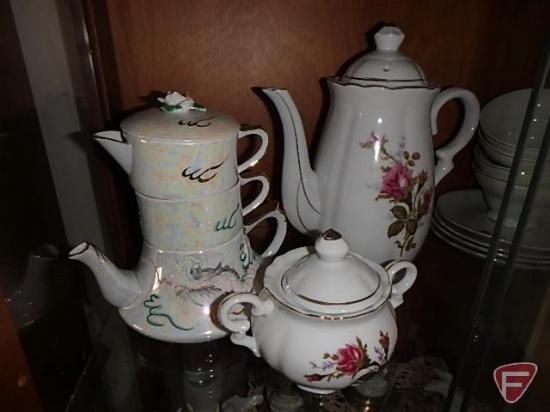 Chocolate tea set: rose set is from Japan other unknown