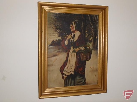 Framed pictures: Pilgrim Lass by Ellen Nelson and others
