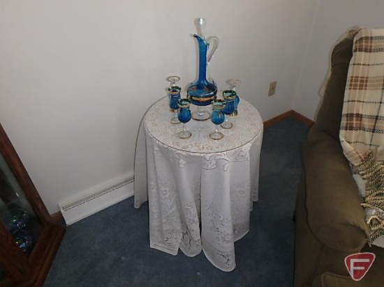 7 piece cordial set with glass top end table