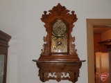 Mantle clock made in USA and shelf with drawer