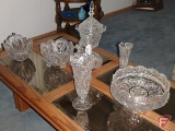 Crystal dishes, bowls, vases with bird design