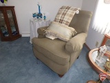 Flexsteel upholstered chair with blanket and pillow