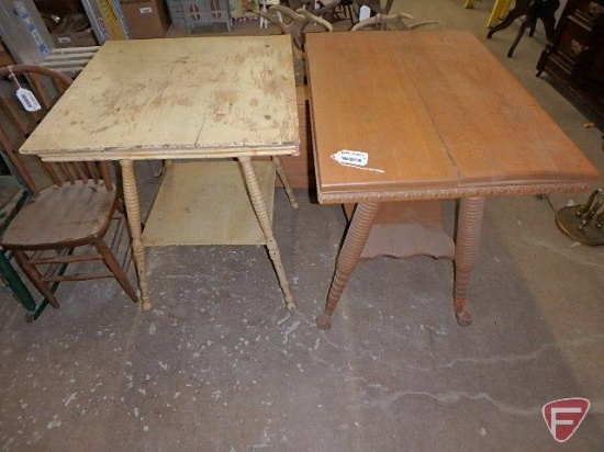 Vintage wood occasional table with claw and ball feet, 22inx30in, top is split, and