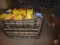 Poly crate with drop sides containing poly tubs, assorted sizes