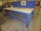 Wood work bench 120X48X37, with backing, includes mounted Reeltek air hose reel with hose