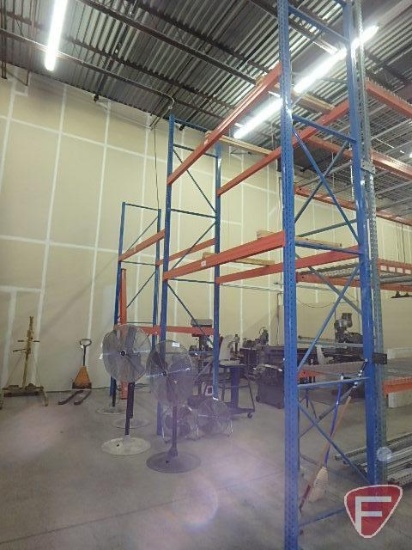 Pallet racking: (2) 216"X42" uprights, (1) 189"X42" upright, and (10) 121" crossbars