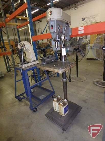 Delta Rockwell drill press on casters with 4" machinists vise