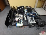 Computers, old laptops, surge protectors, UPS power supplies, extension cord, HD camera,