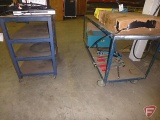 Metal carts (2), 60x24x30in, 36x21x25, banding equipment, staples, tape