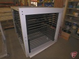 Newspaper plate storage rack, 52x42x47in