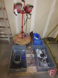Contents of pallet: portable work light, misc. machine screws, bearings,