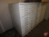 15-drawer blueprint file cabinet with sample newspaper printing plates, some unused